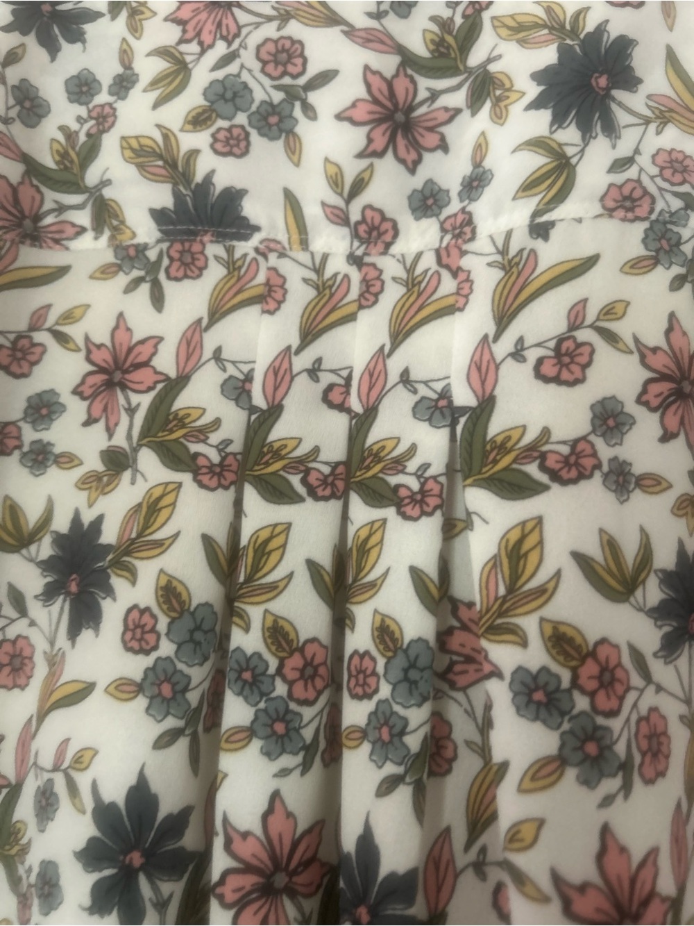 LOFT Cream Floral Long-Sleeve Peasant Blouse with Pink and Black Flowers - Picture 7 of 8